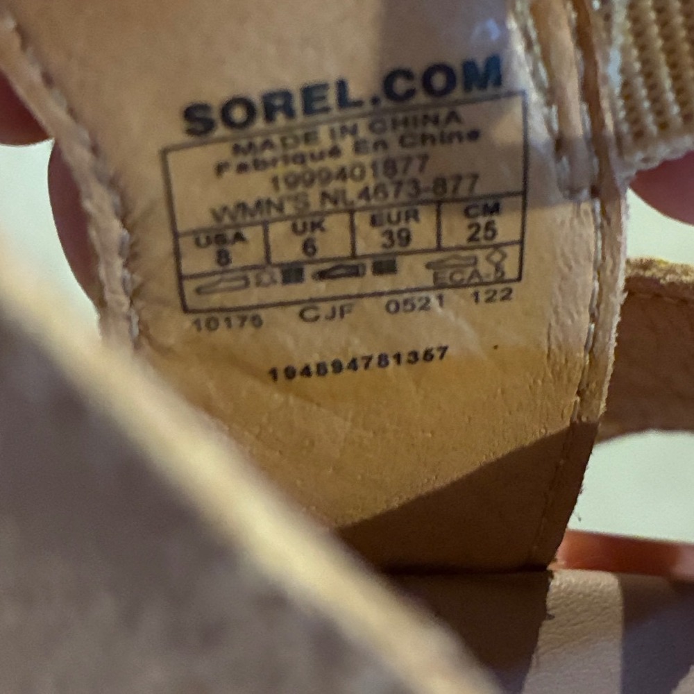 Sorel Cameron Flatform Sandals Tan Coral Suede Wedge Womens 8 - Picture 8 of 8